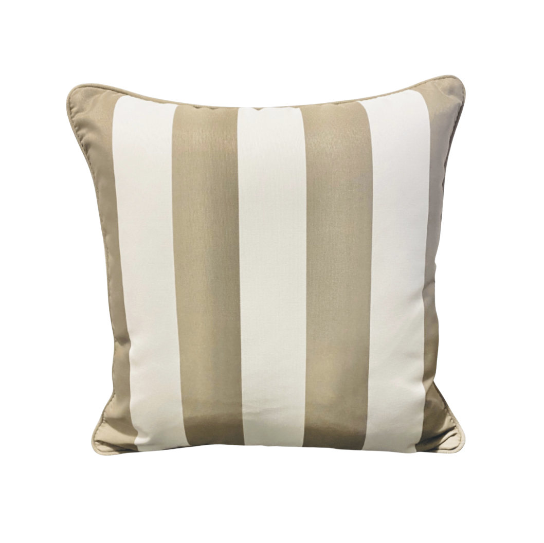Outdoor Cushion - Smart Neutral Stripes in White and Beige